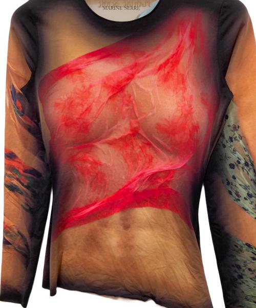 MARINE SERRE（マリーンセル）marine serre (マリーンセル) 25SS リサイクルジャージ セカンドスキン トップス 251020F110033 ブラウン サイズ:XSの古着・服飾アイテム