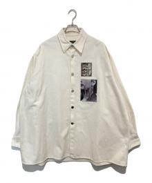 RAF SIMONS（ラフシモンズ）の古着「BIG FIT DENIM SHIRT with TWO PATCHE（ビッグフィットシャツ）/ オーバーサイズドシャツ　191-248」｜ホワイト