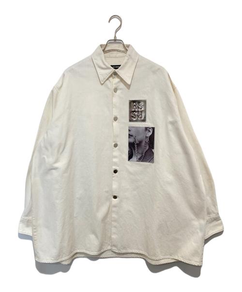 RAF SIMONS（ラフシモンズ）RAF SIMONS (ラフシモンズ) BIG FIT DENIM SHIRT with TWO PATCHE（ビッグフィットシャツ）/ オーバーサイズドシャツ　191-248 ホワイト サイズ:Sの古着・服飾アイテム