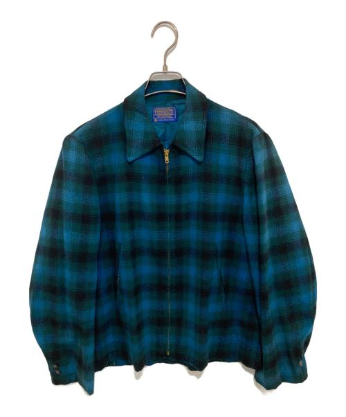 PENDLETON（ペンドルトン）PENDLETON (ペンドルトン) 50～60’s vintage check pattern wool zip-up blouson　チェック柄ウールブルゾン 棒タロン グリーン サイズ:記載なしの古着・服飾アイテム