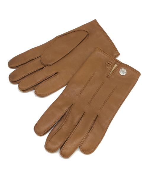 HERMES（エルメス）HERMES (エルメス) セリアボタン レザーグローブ ブラウン サイズ:8の古着・服飾アイテム