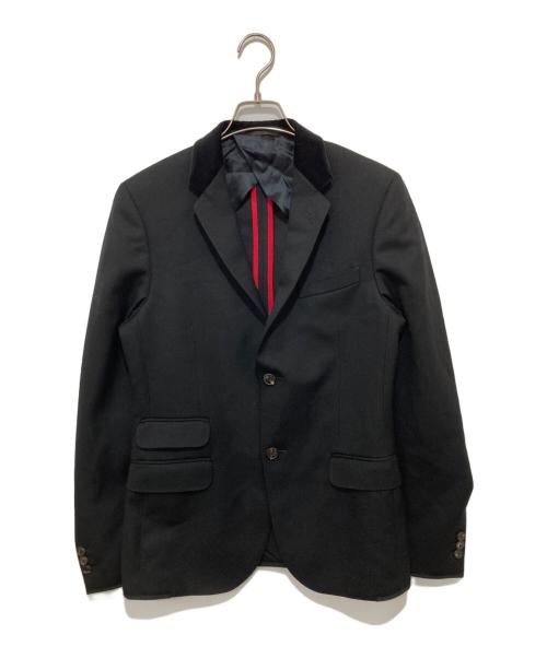 GUCCI（グッチ）GUCCI (グッチ) ベロア切り替えテーラードジャケット　19V8F0 ブラック サイズ:SIZE 46Fの古着・服飾アイテム