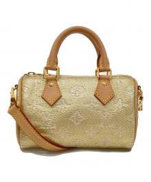 LOUIS VUITTON（ルイ ヴィトン）の古着「Monogram Laminated Jacquard Nano Speedy Bag（ナノ・スピーディ・モノグラム・キャンバスゴールド）　M82242 / 2WAYバッグ」｜ベージュ