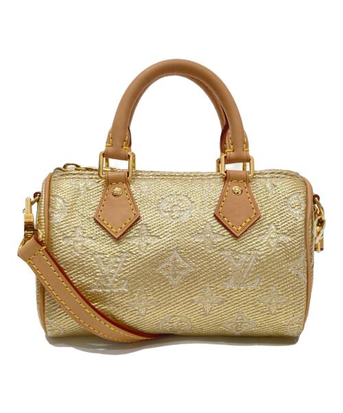 LOUIS VUITTON（ルイ ヴィトン）LOUIS VUITTON (ルイ ヴィトン) Monogram Laminated Jacquard Nano Speedy Bag（ナノ・スピーディ・モノグラム・キャンバスゴールド）　M82242 / 2WAYバッグ ベージュの古着・服飾アイテム