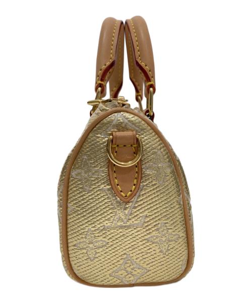 LOUIS VUITTON（ルイ ヴィトン）LOUIS VUITTON (ルイ ヴィトン) Monogram Laminated Jacquard Nano Speedy Bag（ナノ・スピーディ・モノグラム・キャンバスゴールド）　M82242 / 2WAYバッグ ベージュの古着・服飾アイテム