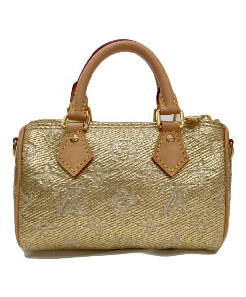 LOUIS VUITTON（ルイ ヴィトン）LOUIS VUITTON (ルイ ヴィトン) Monogram Laminated Jacquard Nano Speedy Bag（ナノ・スピーディ・モノグラム・キャンバスゴールド）　M82242 / 2WAYバッグ ベージュの古着・服飾アイテム
