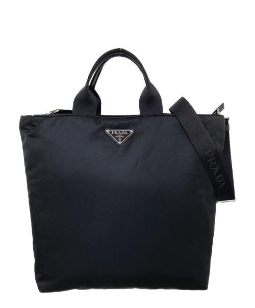 PRADA（プラダ）PRADA (プラダ) adidas (アディダス) Re Nylon 2WAY ショルダーバッグ　トートバッグ　スリーストライプ　2VG076 ブラックの古着・服飾アイテム
