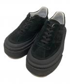 MM6 Maison Margielaエムエムシックスメゾンマルジェラ）の古着「MM6ロゴ スエード厚底スニーカー　Suede  platform sneaker S59WS0204」｜ブラック
