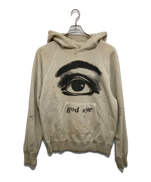 SAINT MICHAEL（セントマイケル）SAINT MICHAEL (セントマイケル) RAGLAN HOODIE eye　ラグランフーディーアイ　ダメージ加工　21SS　SM-S21-0000-036 アイボリー サイズ:Lの古着・服飾アイテム