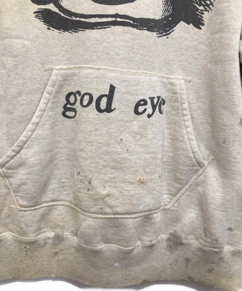 SAINT MICHAEL（セントマイケル）SAINT MICHAEL (セントマイケル) RAGLAN HOODIE eye　ラグランフーディーアイ　ダメージ加工　21SS　SM-S21-0000-036 アイボリー サイズ:Lの古着・服飾アイテム