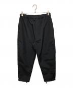 COMME des GARCONS HOMMEコムデギャルソン オム）の古着「Parachute pants エステルマットクロスパラシュートパンツ　ナイロンパンツ　ドローコード　AD23 HL-P005」｜ブラック