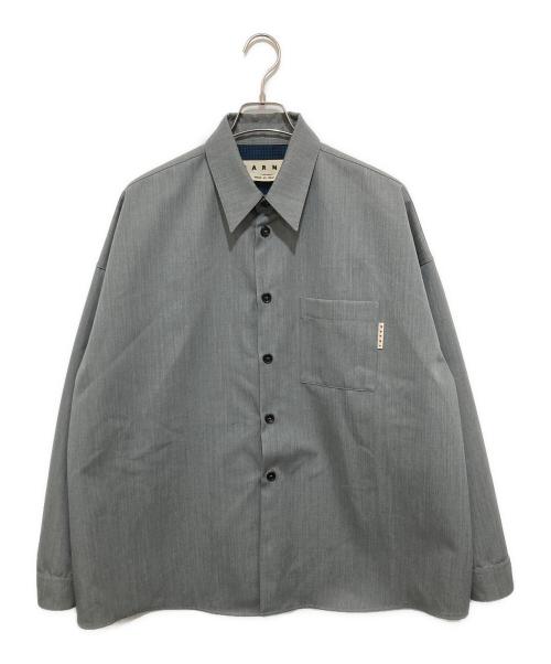 MARNI（マルニ）MARNI (マルニ) ウールギャバジンレギュラーカラーシャツ　wool gabardine shirts　CUMU0061Q0 グレー サイズ:48の古着・服飾アイテム