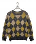 Needles×BEAUTY&YOUTHニードルズ×ビューティーアンドユース）の古着「BYAUTY＆YOUTH別注　アーガイルモヘアニット　ARGYLE MOHAIR KNIT　J0388」｜グレー×イエロー