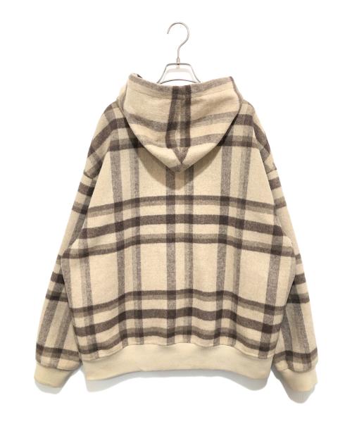 KITH（キス）KITH (キス) Check pattern reversible wool foodie チェック柄リバーシブルウールパーカー  ベージュ サイズ:XLの古着・服飾アイテム
