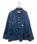 POST OVERALLSポストオーバーオールズ）の古着「デニムカバーオール　DENIM COVERALLS デニムジャケット　チンストラップ　USA製」｜インディゴ