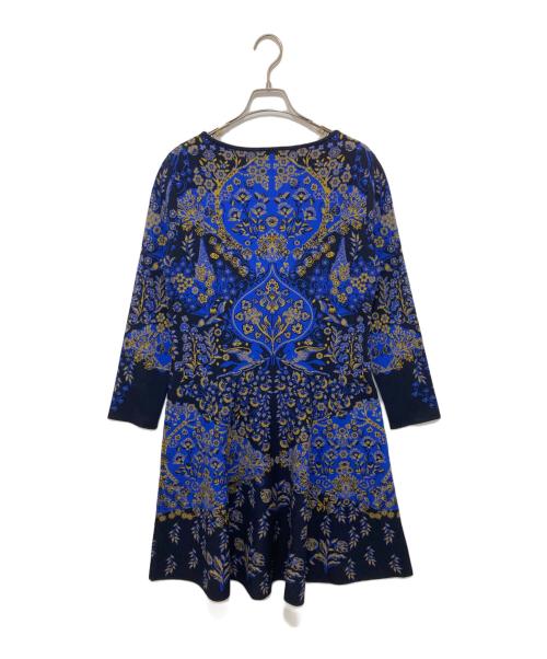 ETRO（エトロ）ETRO (エトロ) フラワージャガードニットドレス　FLOWER  JACQUARD KNIT DRESS 総柄　222-13747-9151 ブルー サイズ:44の古着・服飾アイテム