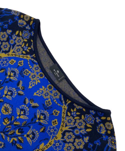 ETRO（エトロ）ETRO (エトロ) フラワージャガードニットドレス　FLOWER  JACQUARD KNIT DRESS 総柄　222-13747-9151 ブルー サイズ:44の古着・服飾アイテム