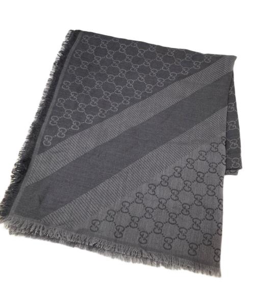 GUCCI（グッチ）GUCCI (グッチ) GG柄 ウール×シルク ストール 281942 グレーの古着・服飾アイテム