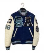 whitesvilleホワイツビル）の古着「フルデコスタジャン　バーシティジャケット　ワッペン　レザー　WV12310」｜ネイビー