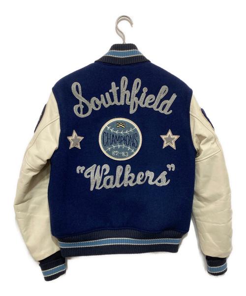 whitesville（ホワイツビル）whitesville (ホワイツビル) フルデコスタジャン　バーシティジャケット　ワッペン　レザー　WV12310 ネイビー サイズ:38の古着・服飾アイテム