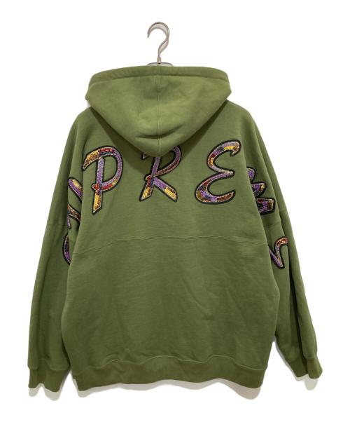 SUPREME（シュプリーム）SUPREME (シュプリーム) Beaded Hooded Sweatshirt　ビーデッドフーディースウェットシャツ　22SS オリーブ サイズ:XLの古着・服飾アイテム