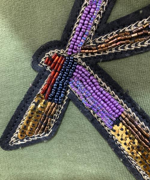 SUPREME（シュプリーム）SUPREME (シュプリーム) Beaded Hooded Sweatshirt　ビーデッドフーディースウェットシャツ　22SS オリーブ サイズ:XLの古着・服飾アイテム