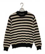 RRLダブルアールエル）の古着「ボーダーインディゴ クルーネックコットンニット　782638093001」｜ブラック