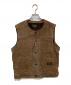 NEIGHBORHOODネイバーフッド）の古着「STOCKMAN-L/GL-VEST　ストックマン-L/GL-ベスト　レザーベスト　スエード　172SZNH-JKM04」｜ブラウン