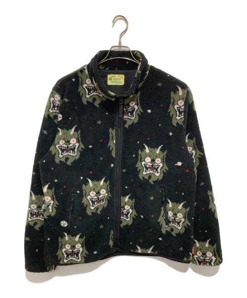 WEIRDO（ウィアード）WEIRDO (ウィアード) フリースジャケット　ボアジャケット　MOON MONSTER　総柄 ブラック サイズ:XLの古着・服飾アイテム