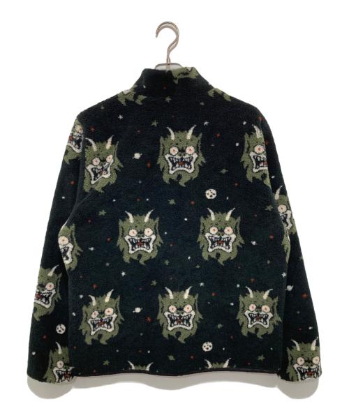 WEIRDO（ウィアード）WEIRDO (ウィアード) フリースジャケット　ボアジャケット　MOON MONSTER　総柄 ブラック サイズ:XLの古着・服飾アイテム