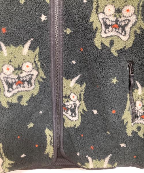 WEIRDO（ウィアード）WEIRDO (ウィアード) フリースジャケット　ボアジャケット　MOON MONSTER　総柄 ブラック サイズ:XLの古着・服飾アイテム