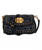 MIU MIUミュウミュウ）の古着「ロゴ　キルティングスタッズミニショルダーバッグ」｜ブラック