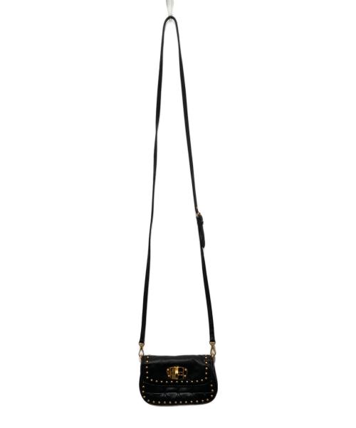 MIU MIU（ミュウミュウ）MIU MIU (ミュウミュウ) ロゴ　キルティングスタッズミニショルダーバッグ ブラックの古着・服飾アイテム