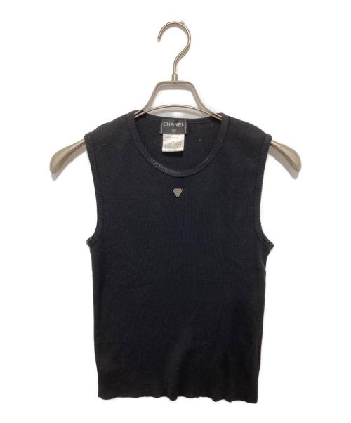 CHANEL（シャネル）CHANEL (シャネル) ミニプレート ノースリーブカットソー　P14692V00695 ブラック サイズ:42の古着・服飾アイテム