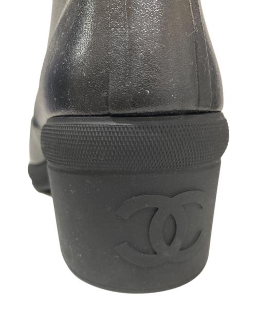 CHANEL（シャネル）CHANEL (シャネル) Rubber long boots　ラバーロゴレインブーツ　G34076 ブラック サイズ:37の古着・服飾アイテム