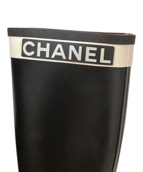 CHANEL（シャネル）CHANEL (シャネル) Rubber long boots　ラバーロゴレインブーツ　G34076 ブラック サイズ:37の古着・服飾アイテム
