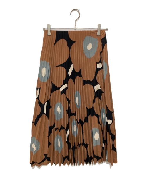 marimekko（マリメッコ）marimekko (マリメッコ) 総柄プリーツスカート / ロングスカート　093482-891 ブラウン サイズ:XSの古着・服飾アイテム