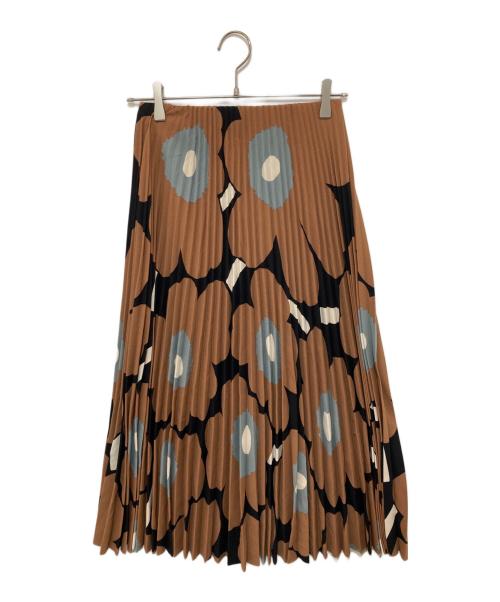 marimekko（マリメッコ）marimekko (マリメッコ) 総柄プリーツスカート / ロングスカート　093482-891 ブラウン サイズ:XSの古着・服飾アイテム