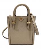 TORY BURCHトリーバーチ）の古着「モノグラムコントラストミニトート　2WAYショルダーバッグ　10010539」｜ベージュ