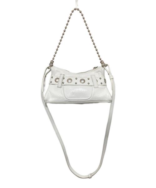 DSQUARED2（ディースクエアード）DSQUARED2 (ディースクエアード) Gothic レザーショルダーバッグ ホワイトの古着・服飾アイテム