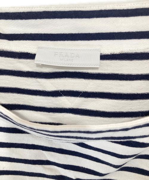 PRADA（プラダ）PRADA (プラダ) Long-sleeved jersey T-shirt / バスクシャツ　ロングスリーブドジャージーTshaatu  ホワイト サイズ:Mの古着・服飾アイテム