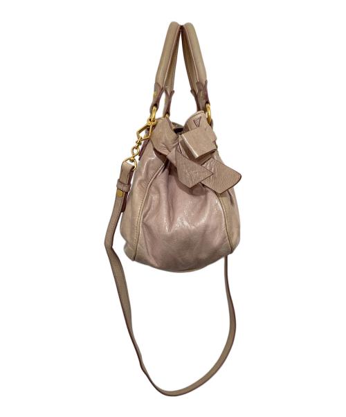 MIU MIU（ミュウミュウ）MIU MIU (ミュウミュウ) Miu Miu Mughetto Pink Vitello Lux Leather Bow Small Top Handle Bag　レザーショルダーバッグ　RN0686 ピンクの古着・服飾アイテム