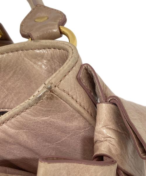 MIU MIU（ミュウミュウ）MIU MIU (ミュウミュウ) Miu Miu Mughetto Pink Vitello Lux Leather Bow Small Top Handle Bag　レザーショルダーバッグ　RN0686 ピンクの古着・服飾アイテム