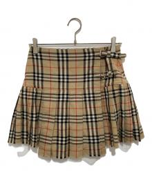 BURBERRY（バーバリー）の古着「Vintage check patterned skirt（ヴィンテージ チェックパターンスカート）ノバチェック プリーツ ラップスカート / ミニスカート　8025832」｜ブラウン