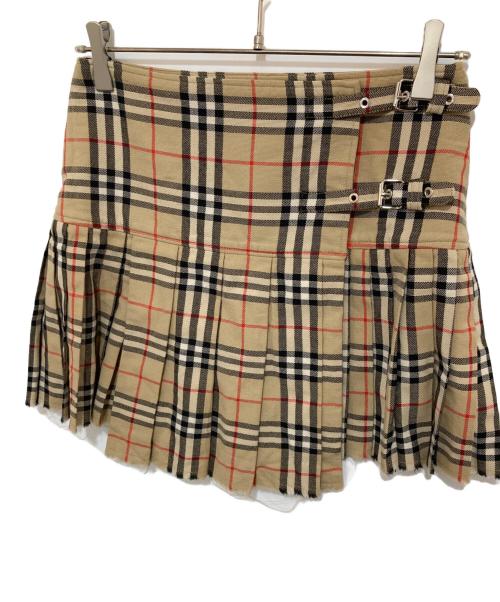 BURBERRY（バーバリー）BURBERRY (バーバリー) Vintage check patterned skirt（ヴィンテージ チェックパターンスカート）ノバチェック プリーツ ラップスカート / ミニスカート　8025832 ブラウン サイズ:38の古着・服飾アイテム