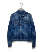 DSQUARED2ディースクエアード）の古着「CLASSIC JEAN JACKET 19SS（クラシックジーンジャケット） ダメージ加工 3rd型ペイントデニムジャケット　S74AM0914」｜インディゴ