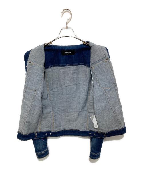 DSQUARED2（ディースクエアード）DSQUARED2 (ディースクエアード) CLASSIC JEAN JACKET 19SS（クラシックジーンジャケット） ダメージ加工 3rd型ペイントデニムジャケット　S74AM0914 インディゴ サイズ:46の古着・服飾アイテム