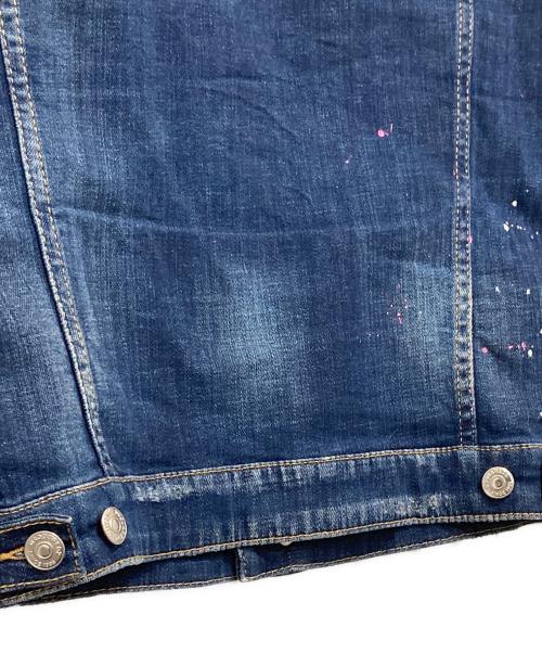 DSQUARED2（ディースクエアード）DSQUARED2 (ディースクエアード) CLASSIC JEAN JACKET 19SS（クラシックジーンジャケット） ダメージ加工 3rd型ペイントデニムジャケット　S74AM0914 インディゴ サイズ:46の古着・服飾アイテム