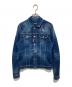 DSQUARED2（ディースクエアード）の古着「CLASSIC JEAN JACKET 19SS（クラシックジーンジャケット） ダメージ加工 3rd型ペイントデニムジャケット　S74AM0914」｜インディゴ