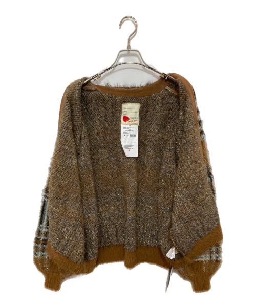 SEVESKIG（セヴシグ）SEVESKIG (セヴシグ) Lustre Check Knit Cardigan（ラスターチェックニットカーディガン） / ニットカーディガン　25年モデル	KN-SV-NGA-1001 ブラウン サイズ:Lの古着・服飾アイテム